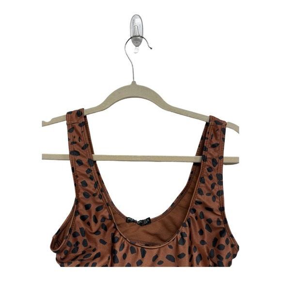 Nasty Gal Brown Animal Print Tank Bralette Bikini Top NWT Size US 8 Chic Swim - Picture 2 of 6